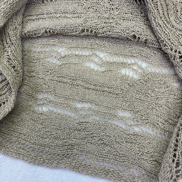 Coldwater Creek Crochet Open Knit Pullover Short Sleeve Sweater Tan Size XL 16 - Picture 11 of 14